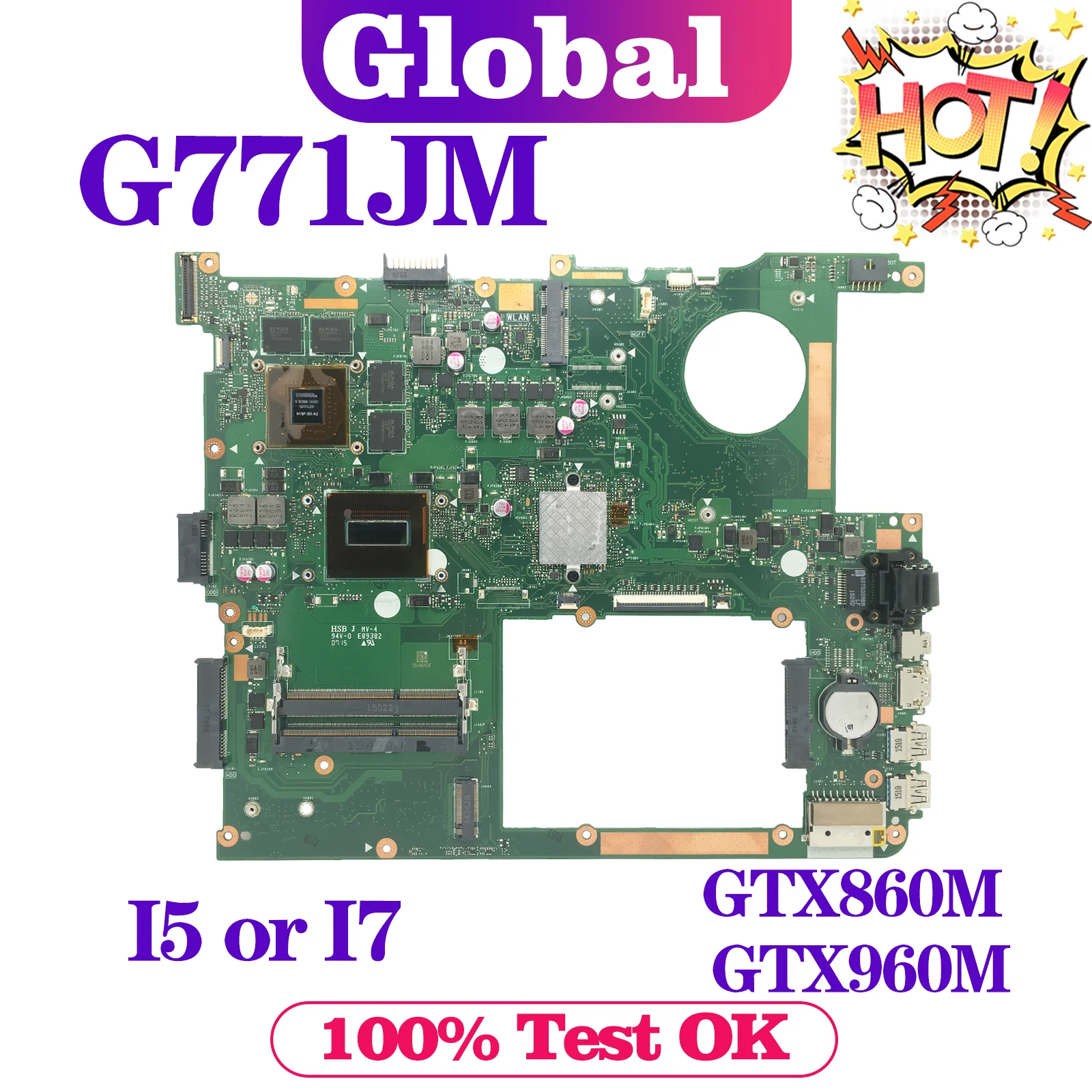 KEFU Ʈ , ASUS ROG G771J G771JW GL771 GL771JM GL771JW, I5 I7 GTX860M/GTX960M-V4G LVDS/EDP G771JM κ